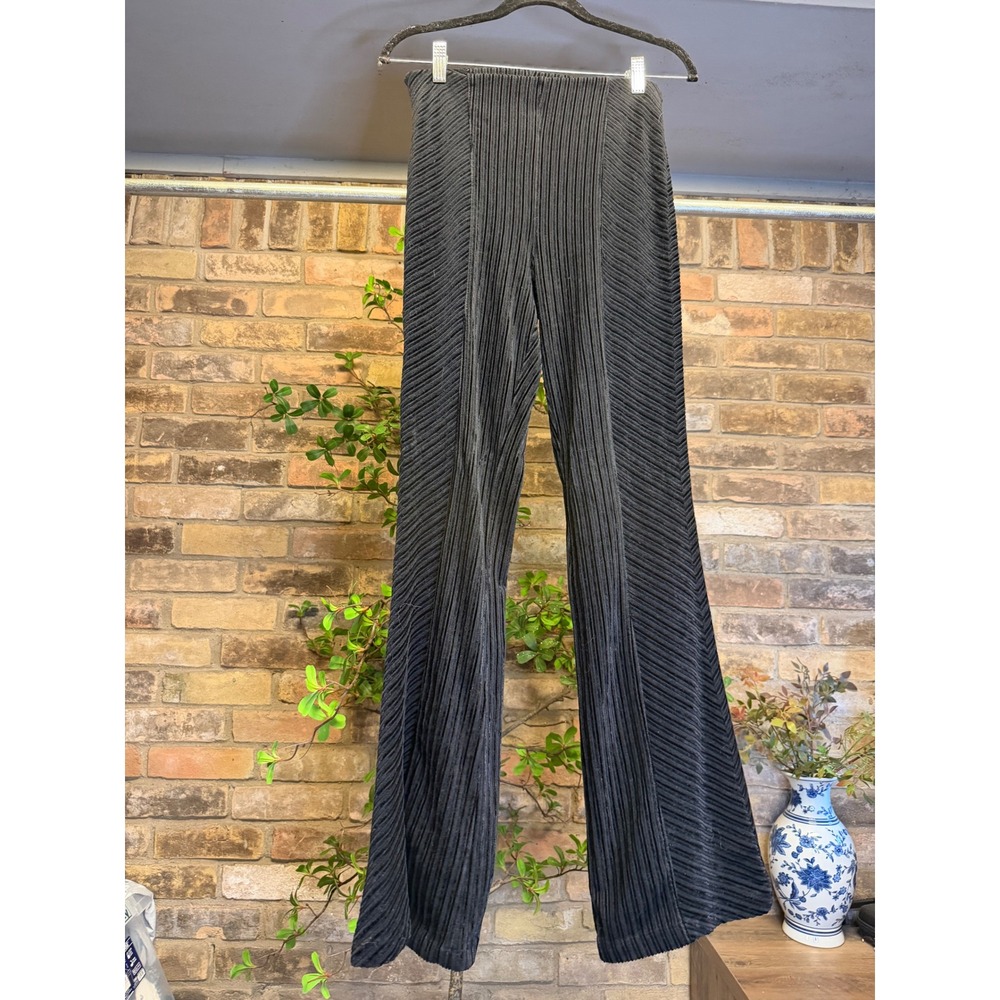 SOLD Black Corduroy Flare Pants High Waisted Textured Ribbed Size S